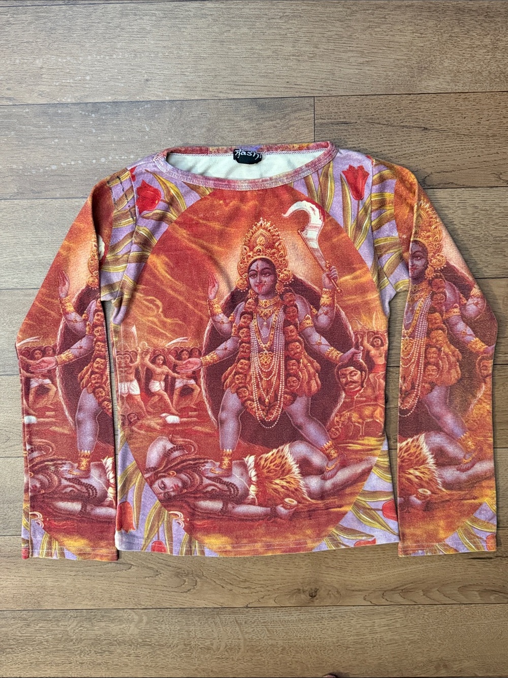 VTG Rashi NO SIZE Hindu Goddess Graphic Print Men & Women At War Long Sleeve Top